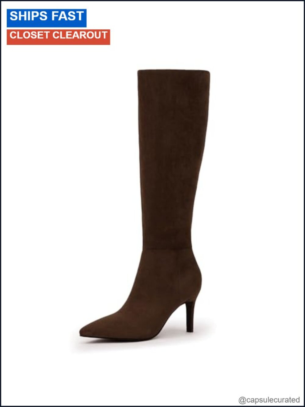 Women's Modatope Knee High Boots Pointed Toe Stiletto Heel Zip Closure